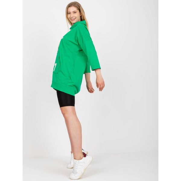 Fashionhunters Green long plus size blouse with 3/4 sleeves