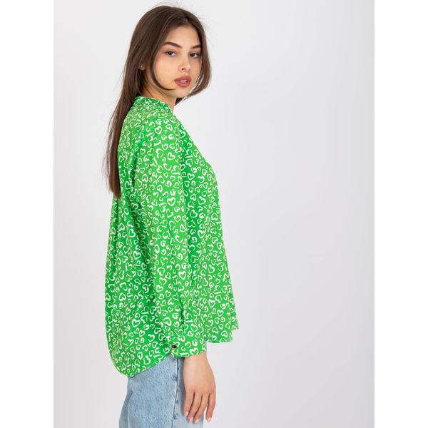 Fashionhunters Green loose blouse Inesa with long sleeves