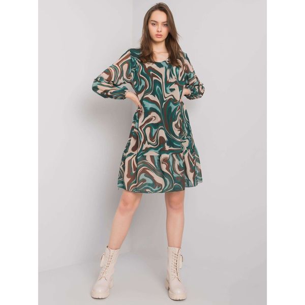 Fashionhunters Green loose dress with print