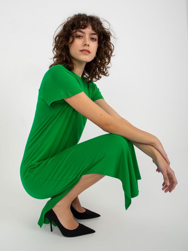 Fashionhunters Green midi dress with slits by Liliane