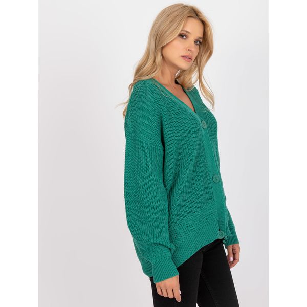 Fashionhunters Green oversize sweater with buttons RUE PARIS