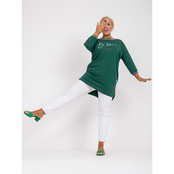 Fashionhunters Green plus size tunic in an asymmetrical Blanche cut