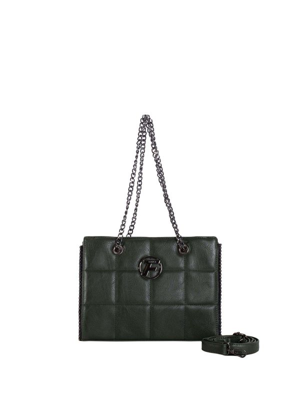 Fashionhunters Green quilted shoulder bag with long strap