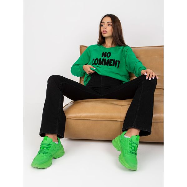 Fashionhunters Green RUE PARIS cotton sweatshirt without a hood