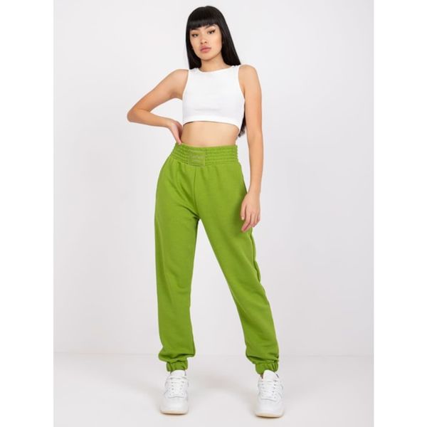 Fashionhunters Green sports pants with pockets RUE PARIS