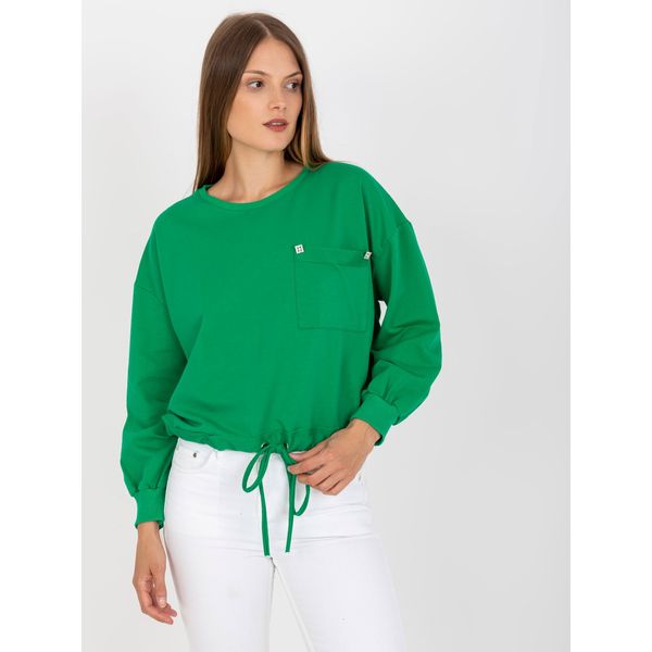 Fashionhunters Green sweatshirt without a hood with a RUE PARIS pocket
