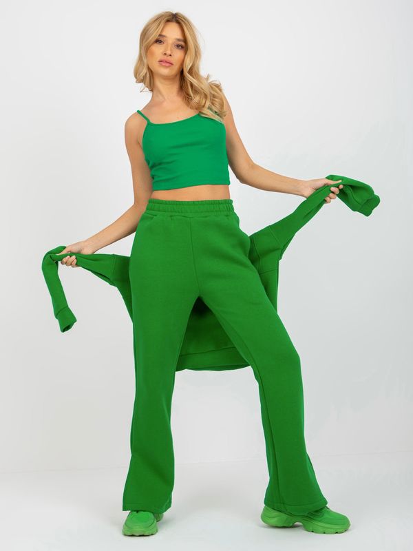 Fashionhunters Green three-piece tracksuit with top