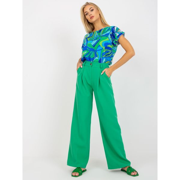 Fashionhunters Green wide leg suit trousers with pockets