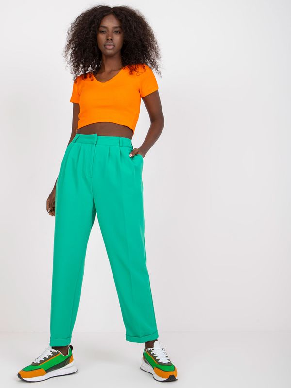 Fashionhunters Green women's trousers made of fabric with pockets RUE PARIS