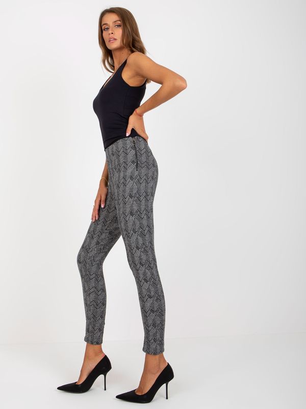 Fashionhunters Grey-black patterned fabric trousers