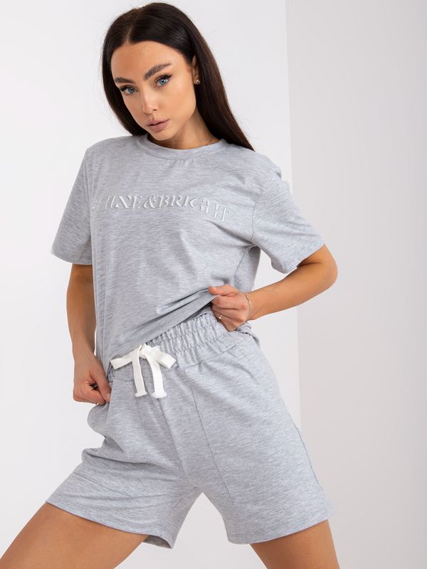 Fashionhunters Grey cotton summer set with shorts