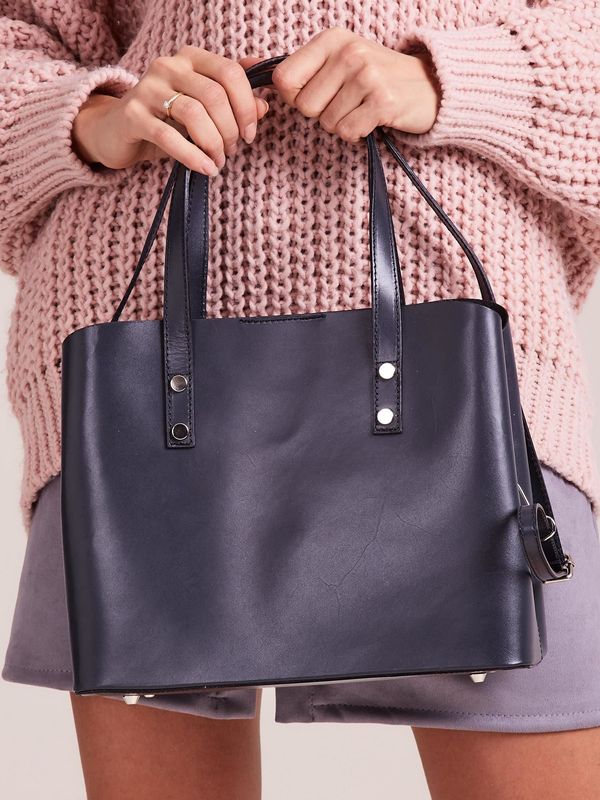 Fashionhunters Grey elegant leather handbag