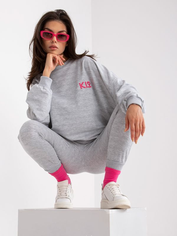 Fashionhunters Grey melange sweatshirt with trousers