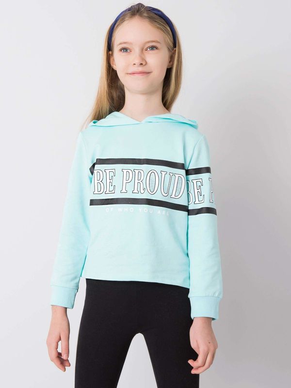 Fashionhunters Jasnoniebieska bawełniana bluza dla dziewczynki