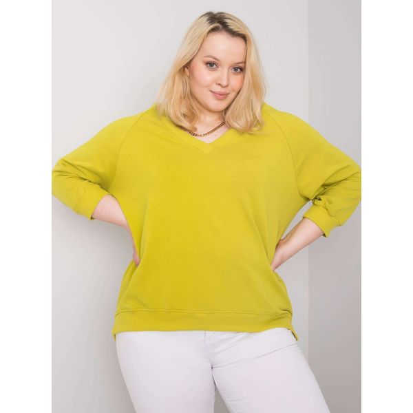 Fashionhunters Jasnozielona bawełniana bluza plus size