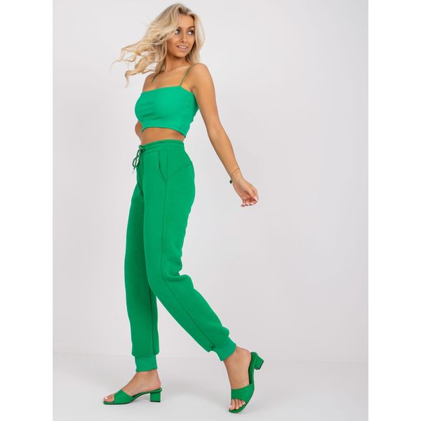 Fashionhunters Julia high-waisted green sweatpants