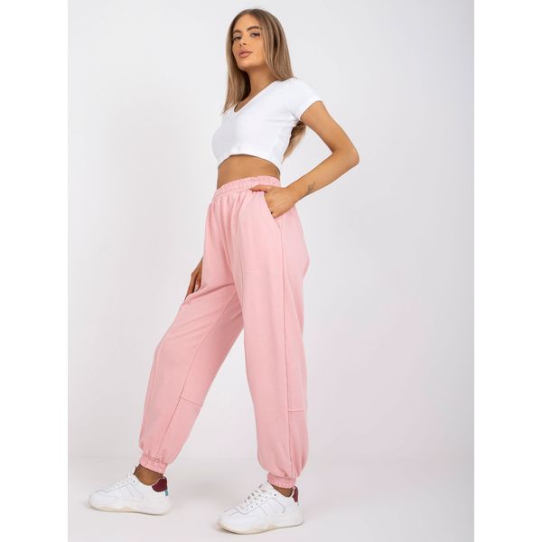 Fashionhunters June pink high-waisted sweatpants