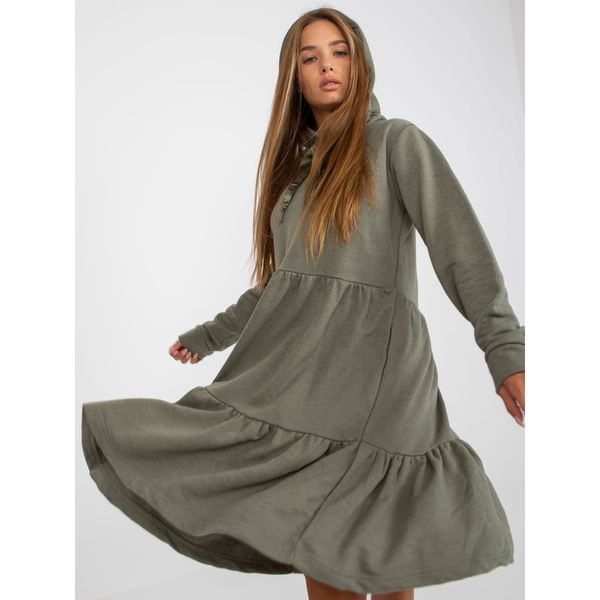 Fashionhunters Khaki flared sweatshirt dress with a FRESH MADE frill