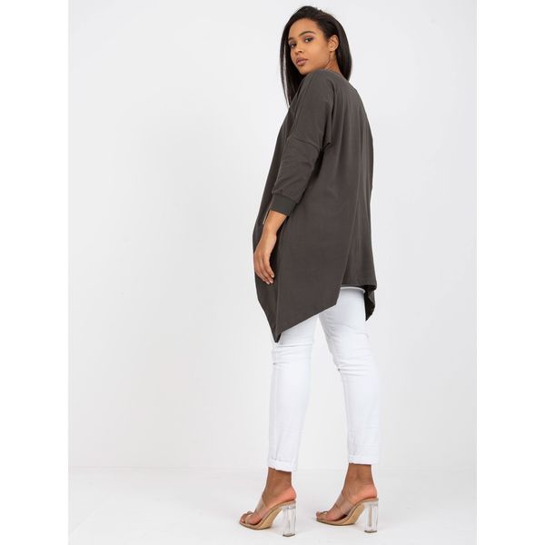 Fashionhunters Khaki plus size blouse with 3/4 sleeves