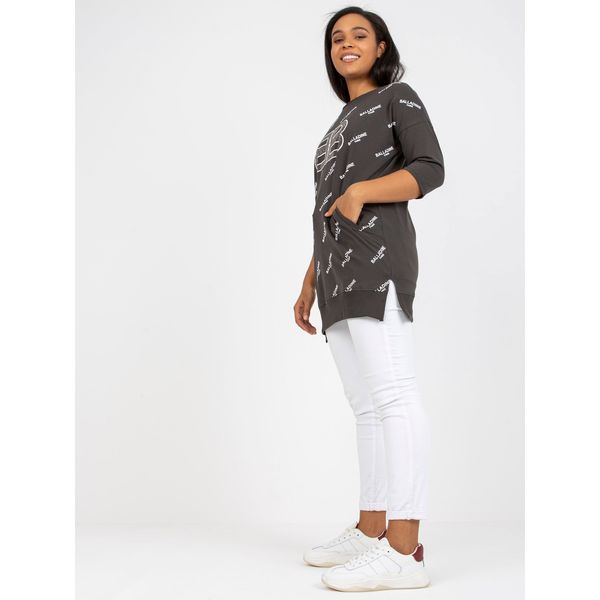 Fashionhunters Khaki plus size blouse with an application