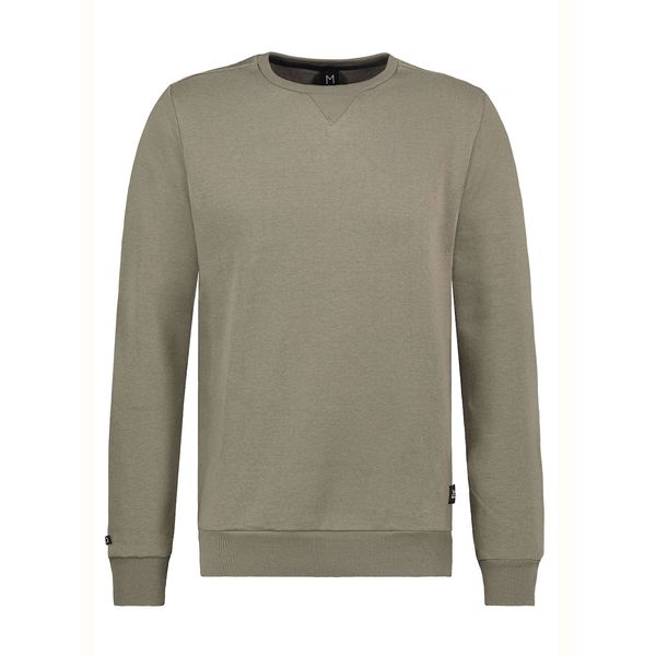 Fashionhunters Khaki sweatshirt for men with a round neckline SUBLEVEL