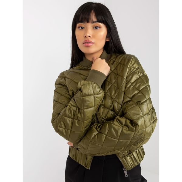Fashionhunters Khaki women's quilted bomber jacket with pockets
