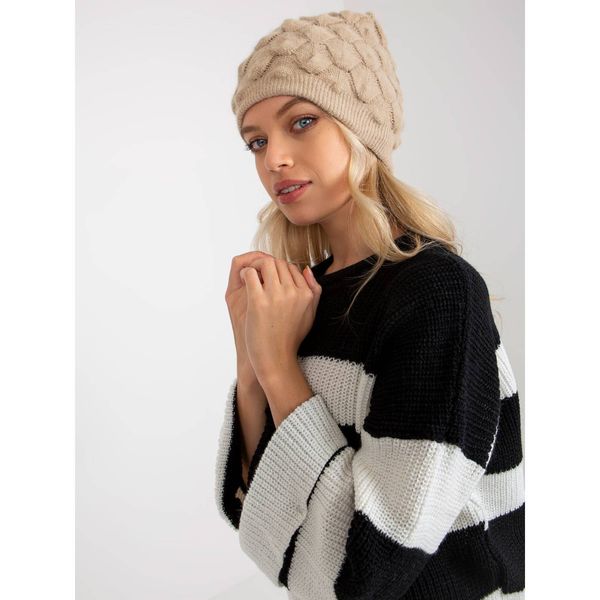 Fashionhunters Ladies' beige knitted winter hat