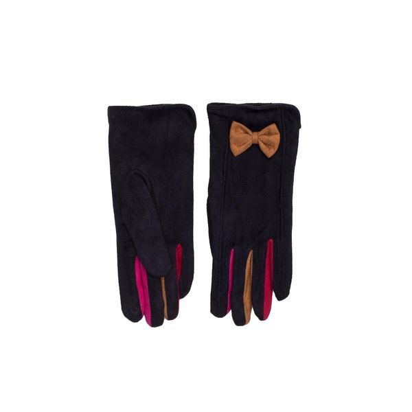 Fashionhunters Ladies' black gloves with a bow