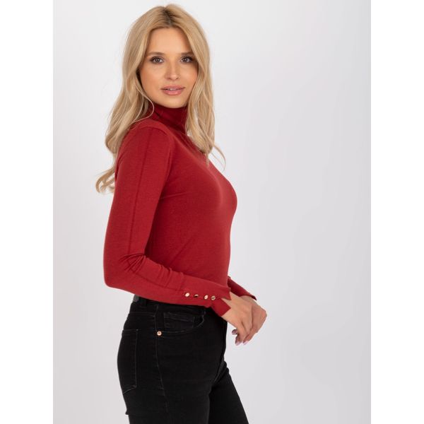 Fashionhunters Ladies' maroon turtleneck with long sleeves