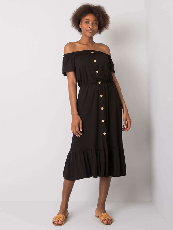 Fashionhunters Ladies midi dress with ruffles Aphrodite - black