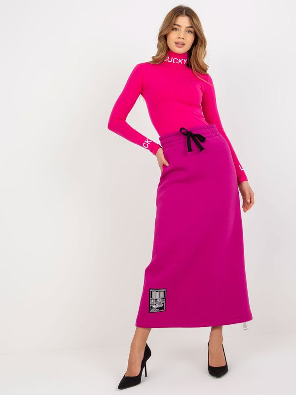 Fashionhunters Ladies Midi Sweatshirt Skirt - fuchsia