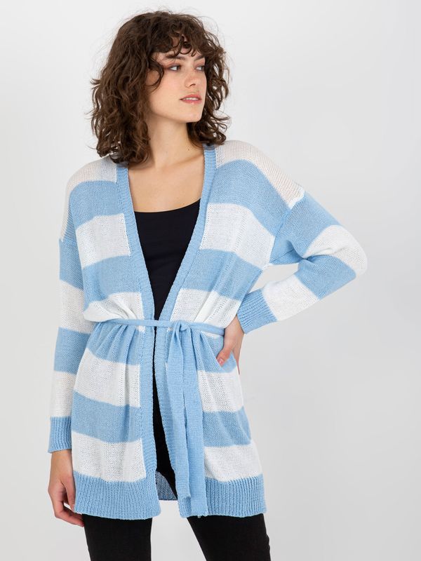 Fashionhunters Ladies Striped Cardigan - Blue