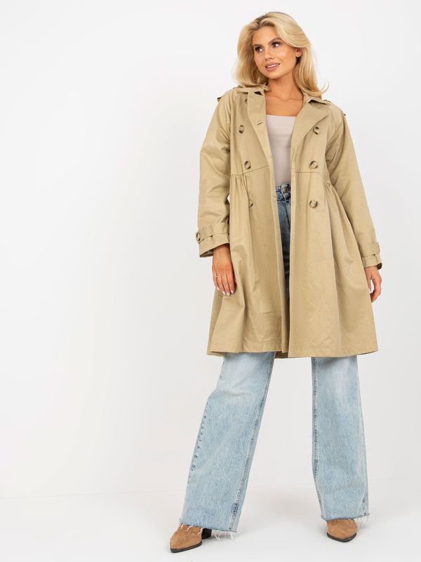 Fashionhunters Lady's beige double-breasted trench coat