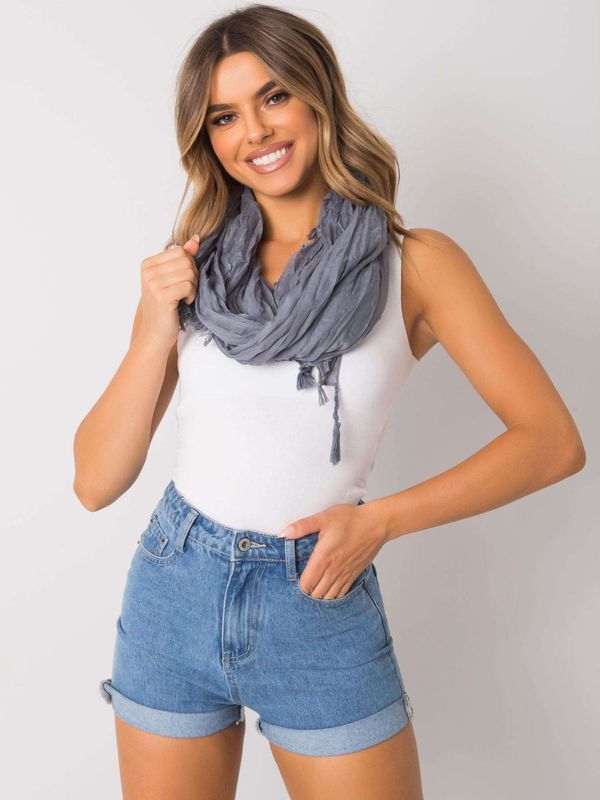 Fashionhunters Lady's gray scarf with fringe