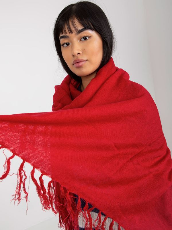 Fashionhunters Lady's red smooth scarf with fringe