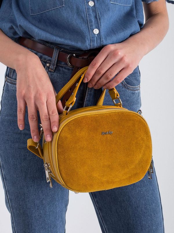 Fashionhunters Leather bag made of mustard with suede