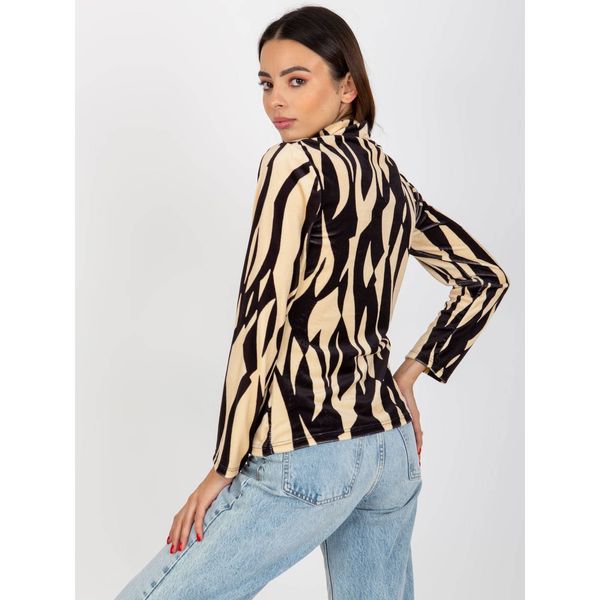 Fashionhunters Light beige and black printed velor blouse from RUE PARIS
