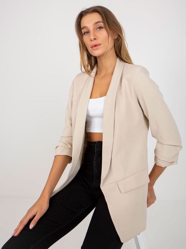 Fashionhunters Light beige elegant jacket without OCH BELLA fastening