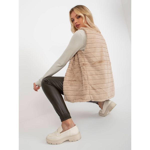 Fashionhunters Light beige fur vest with a Softy OCH BELLA lining