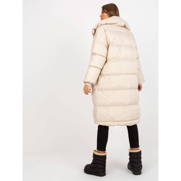Fashionhunters Light beige oversized long down winter jacket