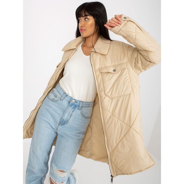 Fashionhunters Light beige puffer jacket with quilting