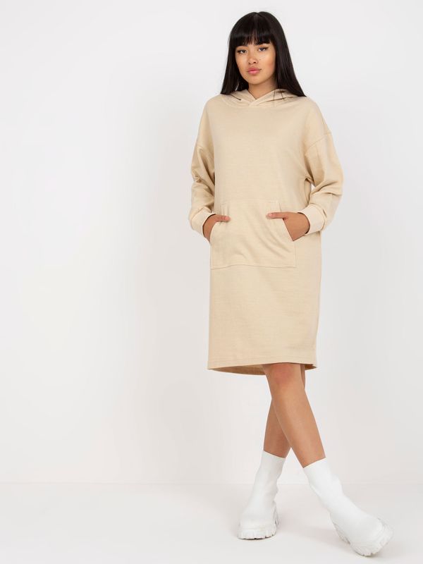 Fashionhunters Light beige simple hoodie dress SUBLEVEL