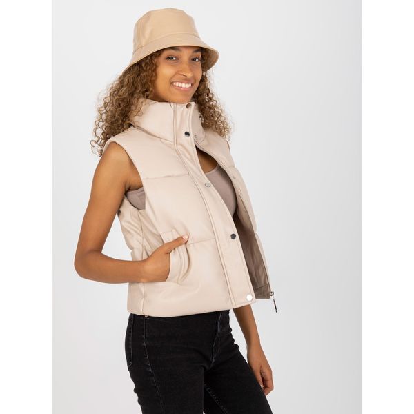 Fashionhunters Light beige women's eco leather vest