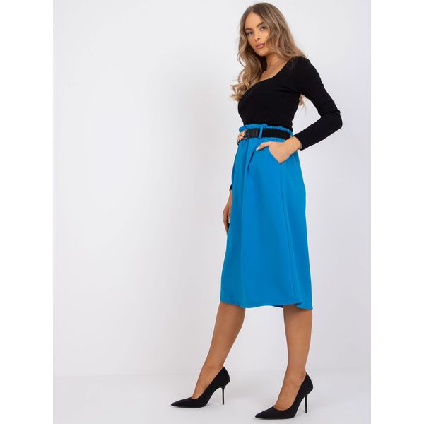 Fashionhunters Light blue A-line midi skirt