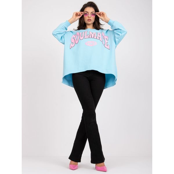 Fashionhunters Light blue and pink sweatshirt with a colorful print