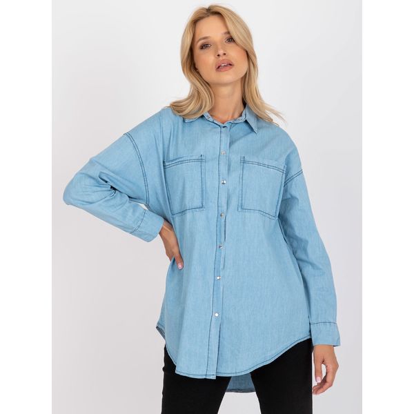 Fashionhunters Light blue classic shirt in RUE PARIS cotton