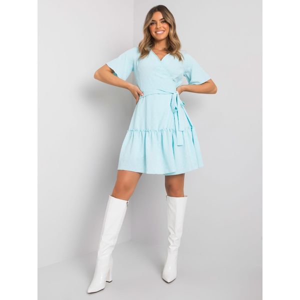 Fashionhunters Light blue dress with a tie