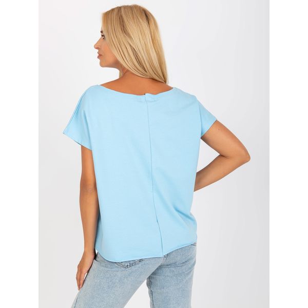 Fashionhunters Light blue one size blouse with short sleeves