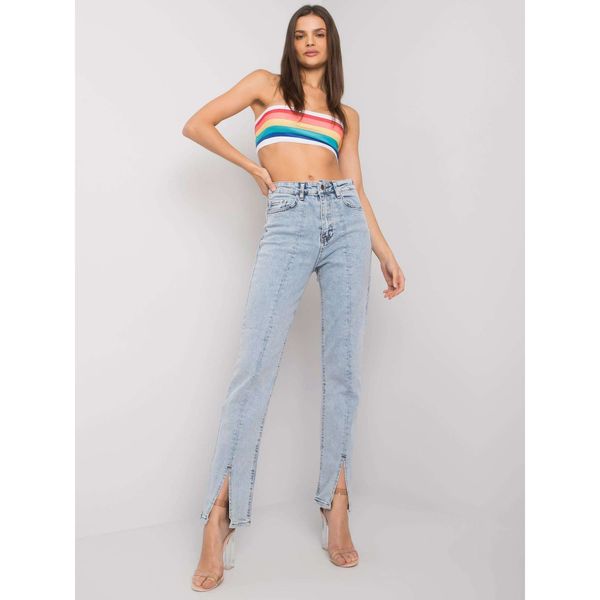 Fashionhunters Light blue Sharell slit jeans