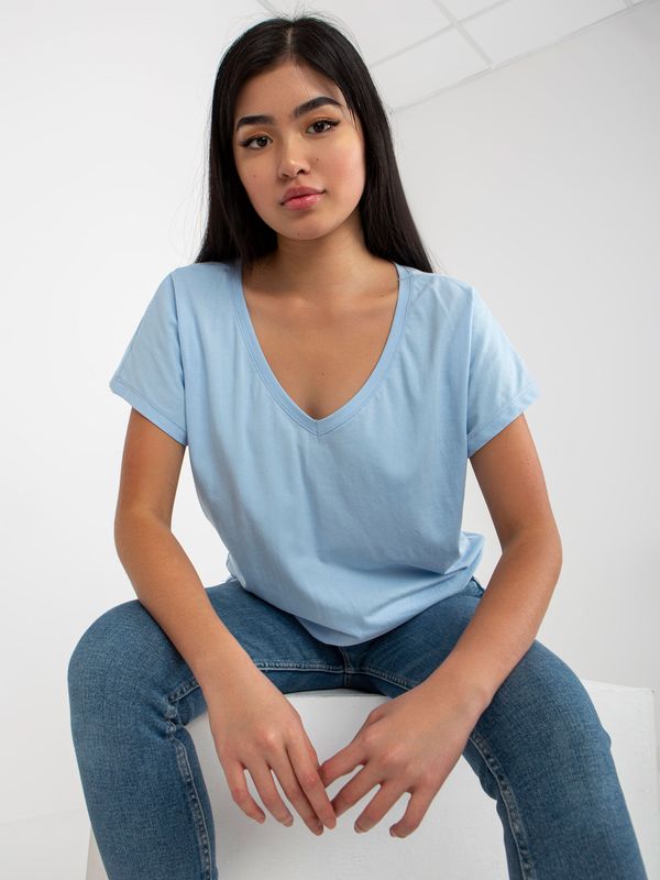 Fashionhunters Light blue simple basic T-shirt made of Emory cotton